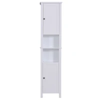 Open Box HomCom 67" Wood Free Standing Bathroom Linen Tower Storage Cabinet - White(m-5)