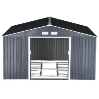 Outsunny 11.15"W x 12.5"D Metal Outdoor Utility Storage Tool Shed Kit Backyard Garden  - Grey(m-7)