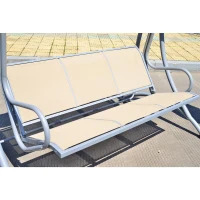 Outsunny Covered Outdoor Patio Swing Bench with Frame, Sand(m-6)