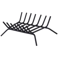 Outsunny Firewood Log Grate for Indoor Wood Burning Fireplace  Steel  7-Bar  21" L(m-1)