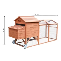 PawHut Large Chicken Coop Pet Farm House Poultry Backyard Run Nest Box W/Wheels - Wood(m-3)