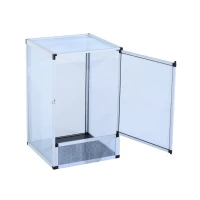 Pawhut 16.5”L x 16.5”W x 26”H Fresh Air Screen Habitat for Reptiles - Silver(m-2)