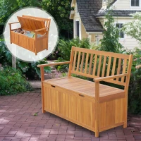 Outsunny 47" 2-Persom Wooden Outdoor Storage Bench with Removable Waterproof Lining(m-1)