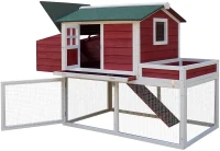 PawHut 63" Chicken Coop Wooden Poultry Hen Hutch House Nesting Cage Box - White and Green(m-10)