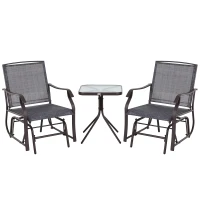 Outsunny 3-Piece Outdoor Rocking Chair and Table Set, Sling Fabric Glider for Patio, Garden Relaxation(m-1)