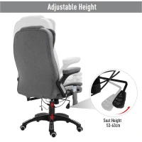 Vinsetto Adjustable Reclining Heating Massage Office Chair Linen Fabric - Grey(m-7)