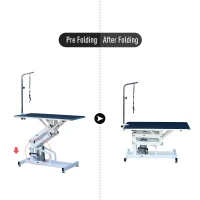 Pawhut 42.5" x 23.6" Height Adjustable Z-Lift Hydraulic Pet Dog Cat Grooming Table w/ Arm and Noose(m-4)