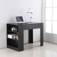 HomCom 40" Space Saving Modern Home Office Computer Desk Bookshelf Combo - Black(m-2)