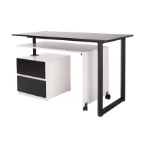 HomCom 52”- 85” Swivel Computer Table Desk - Black/White(m-6)