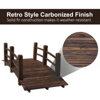 Outsunny 5" Wooden Rustic Arched Garden Bridge Yard Decoration with Railings - Stained Wood(m-4)