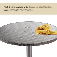HomCom 24" Round Adjustable Stainless Steel Top Aluminum Standing Bistro Bar Table(m-6)