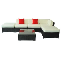 Outsunny 6 Piece Outdoor Patio PE Rattan Wicker Sofa Sectional Furniture Set(m-1)