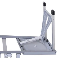 Outsunny Outdoor Picnic Table Chair 4-Seat Set Folding Patio Furniture w/Umbrella Hole - Grey(m-10)