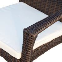 Outsunny 3 Piece Outdoor Rocking Chair and Tea Table Set - Coffee Brown/Beige(m-11)