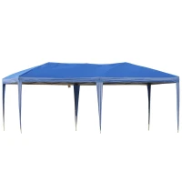 Open Box Outsunny Canopy Tent 10x20 Easy Pop Up Canopy Party Tent with 2-Tier Roof - Blue(m-5)