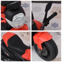 Aosom Electric Child Ride On Motorcycle 6V Battery Powered Motorbike with Training Wheels, for 3-8 Years Old Kids - Red(m-8)
