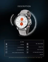 Senors Orange Dial Men's Chronograph Watch Grey Genuine Leather Strap Quartz Watch Auto Date Sports Mens Watches Internet Celebrity(m-5)