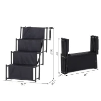 PawHut 30" 4-Step Metal Frame Oxford Fabric Folding Portable Pet Stairs for Dogs(m-3)