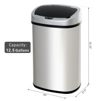 HomCom 48L / 12.5 Gallon Stainless Steel Automatic Motion Sensor Trash Can(m-4)