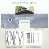 Outsunny Pop Up Gazebo Tent Height Adjustable Canopy w/ Solar LED Light and Mesh Netting, Grey(m-8)