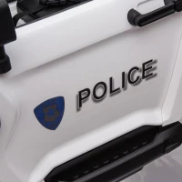 Aosom 12V Ride On Car 2- Seat Police Truck w/ Remote Control & 3 Speeds & LED Light Bar and Audio Input - White(m-16)