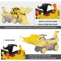 Open Box Aosom 6V Electric Construction Ride-On Excavator Toy Vehicle for Kids with Music, Lights and Shovel(m-5)