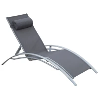 Outsunny Aluminum Outdoor Patio Chaise Lounge Chair with Cushion - Light Grey(m-6)