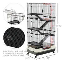 PawHut 32" 5-level Indoor Rabbit Enclosure Small Animal Hutch - Black(m-3)