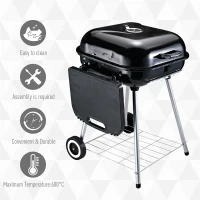 Outsunny Portable Charcoal Grill, 22" Steel BBQ for Camping & Backyard Cooking, Compact Design with Easy Carry Handle(m-5)