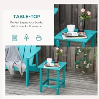 Outsunny Adirondack Side Table, Square Patio End Table, Weather Resistant 15" Outdoor HDPE Table for Porch, Pool, Balcony, Green(m-5)