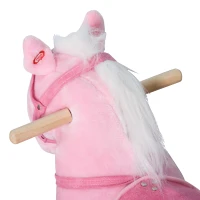 Qaba Kids Plush Toy Ride on Walking Horse - Pink(m-11)