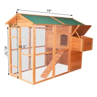 Pawhut Large Backyard Chicken Coop with Outdoor Run(m-3)