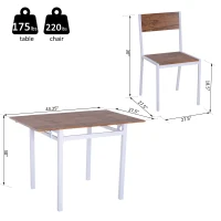 HomCom 5 Piece Drop Leaf Counter Height Dining Table and Chairs Set - Walnut / White(m-3)