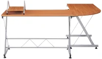 HomCom 67" Wood Corner L-Shaped Computer Desk with Keyboard Tray - Natural Brown(m-8)
