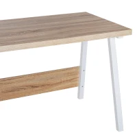 HomCom 47" Wood and Steel Modern Computer Desk - Oak / White(m-10)