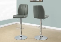 Monarch 2 Piece PU Leather Padded Seat Chrome Metal Framed Hydraulic Lift Swivel Barstool Chair Set - Grey Finish(m-2)