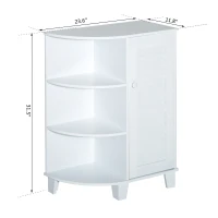 HomCom 32" Modern Country Bathroom Cabinet Cupboard with Rounded Shelves - White(m-4)