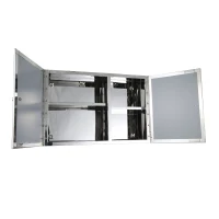 HomCom Horizontal 20” Stainless Steel Floating Bathroom Wall Mirror Double Door Medicine Cabinet(m-3)