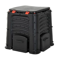 Outsunny 400L Organic Waste Compost Bin - Black(m-7)
