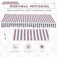Outsunny 10' x 8' Retractable Sun Shade Patio/Window Awning that Opens Smooth & Quietly Reducing Heat in Your Home - White/Coffee(m-6)