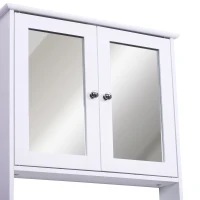 Kleankin Wall Mounted Bathroom Storage Cabinet with Mirror and Double Doors - White(m-5)
