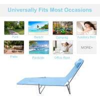 Outsunny Lightweight Outdoor Patio Folding Chaise Lounge Chair - Blue(m-7)