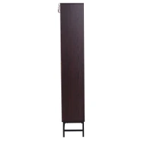HomCom 71" 4-Shelf Modern Open Wood Grain Bookcase with Metal Feet - Dark Coffee(m-4)