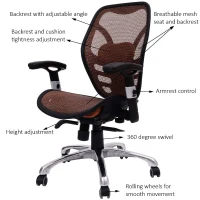 HomCom Mesh Ergonomic Home Office Desktop Computer Chair - Orange(m-4)