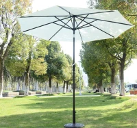 Outsunny 9' Outdoor Patio Umbrella w/ Tilt & Solar Powered LED Lights - Cream White(m-2)