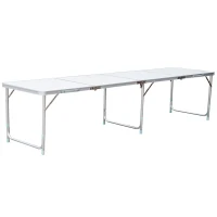 Outsunny 95" Quad-Fold Aluminum Camping Table w/ Carrying Handle(m-3)