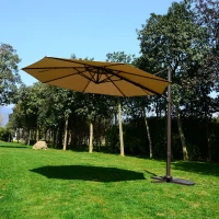 Outsunny 9.5' Outdoor Market Patio Umbrella with Tilt and Crank - Khaki(m-4)