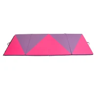 Soozier 8' x 4' x 2" PU Leather Folding Gymnastics / Martial Arts Mat - Pink/ Purple(m-1)