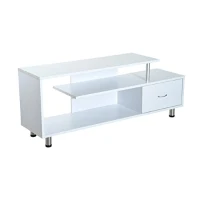 HomCom 60” Media Center Flat Screen TV Stand With Single Drawer Storage - Matte White(m-1)