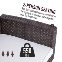 Outsunny 2-Person Outdoor Weather Resistant Garden Hanging Bench with Cushion - Dark Brown(m-6)